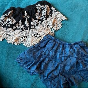 Flowy lace leisure shorts 2 pair bundle cute sleepwear casual